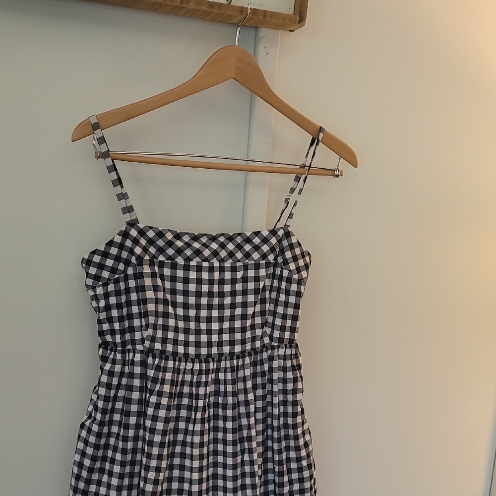 J. Crew Black and White Smocked Dress